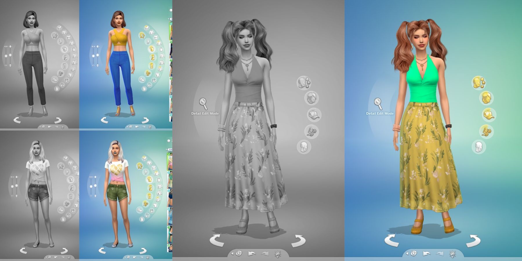 black and white Cas challenge in the Sims 4