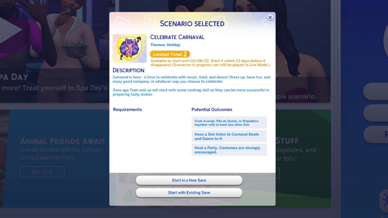 celebrate carnaval scenario in the sims 4