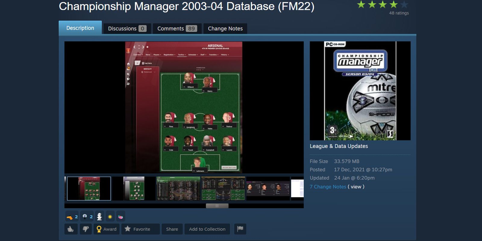 Championship Manager database mod Steam page