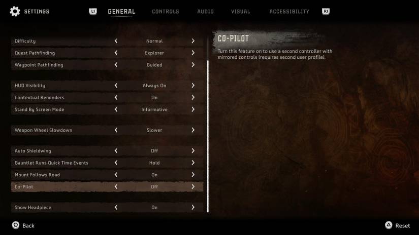 co-pilot setting mode horizon forbidden west