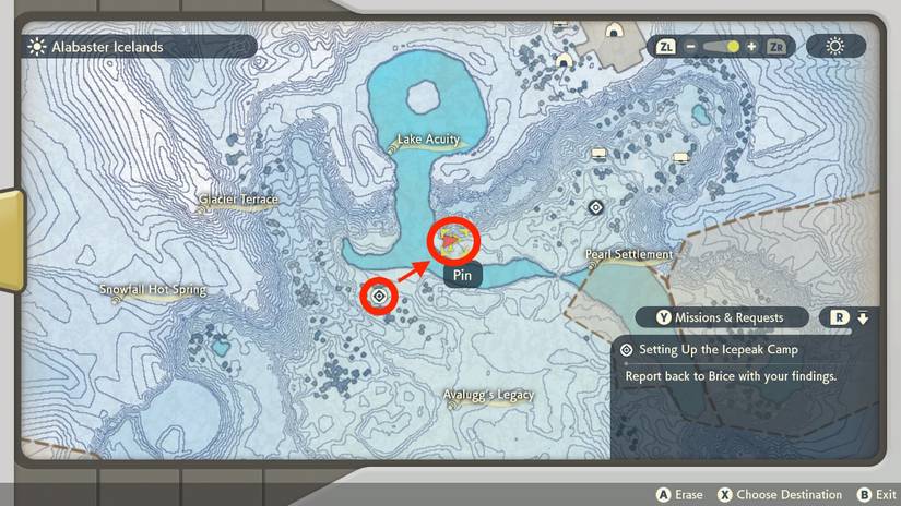craig location pokemon legends arceus icepeak camp