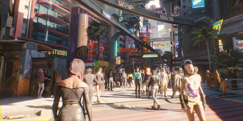cyberpunk 2077 crowd screenshot