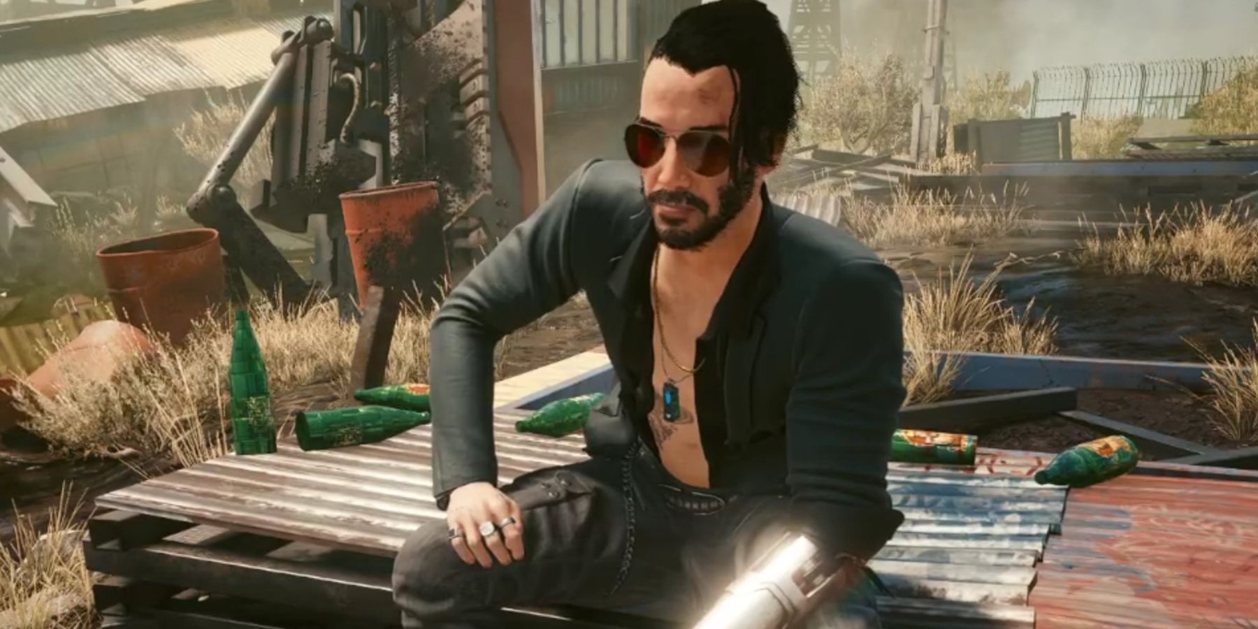 Image from Cyberpunk 2077 showing the alternative look for Johnny Silverhand.