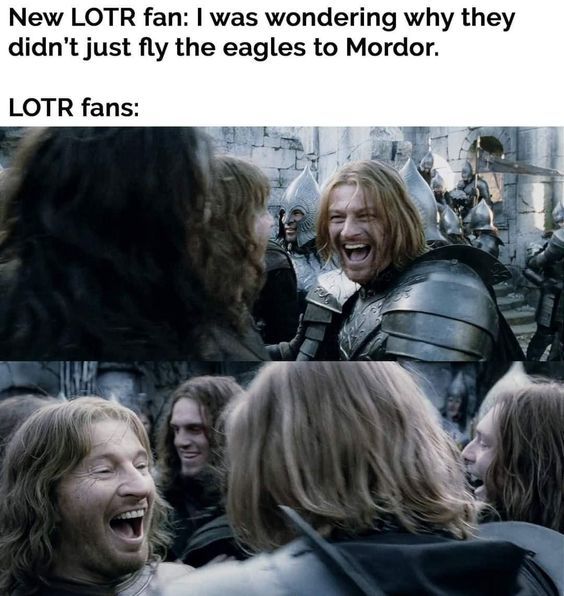 Faramir and Boromir happily reuniting in Lord of the Rings.