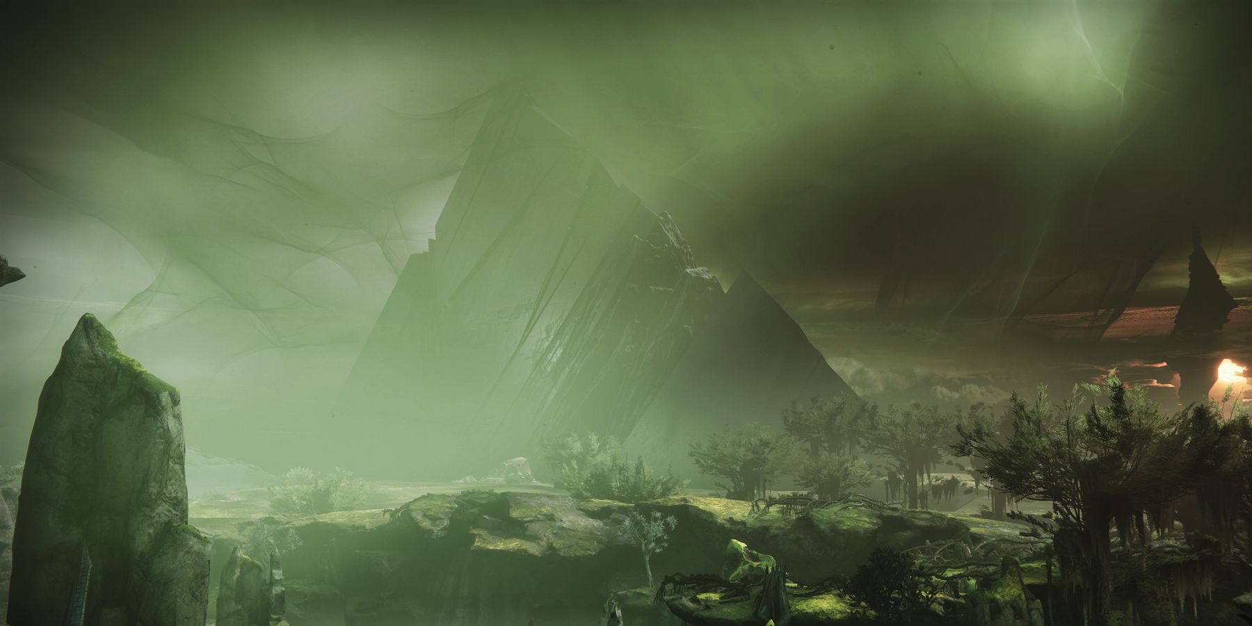 The decaying Darkness pyramid sunken in Savathun's throne world from Destiny 2.