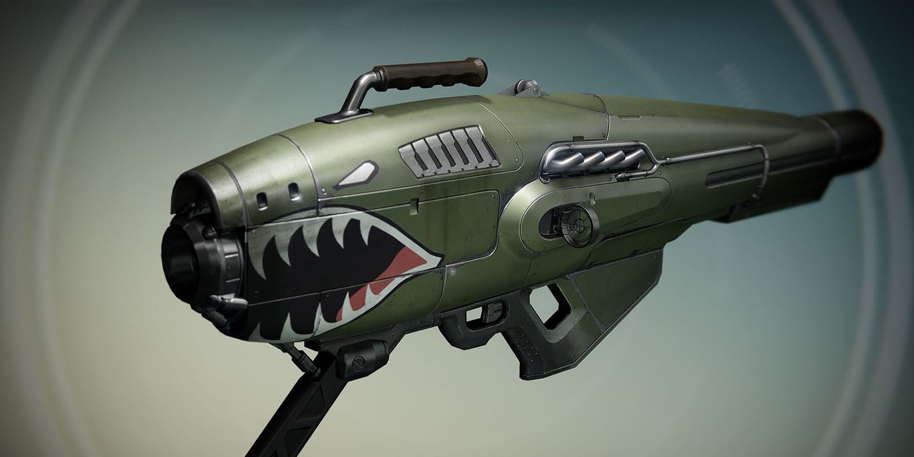 The Dragon's Breath exotic rocket launcher made by Crux/Lomar from the first Destiny game.