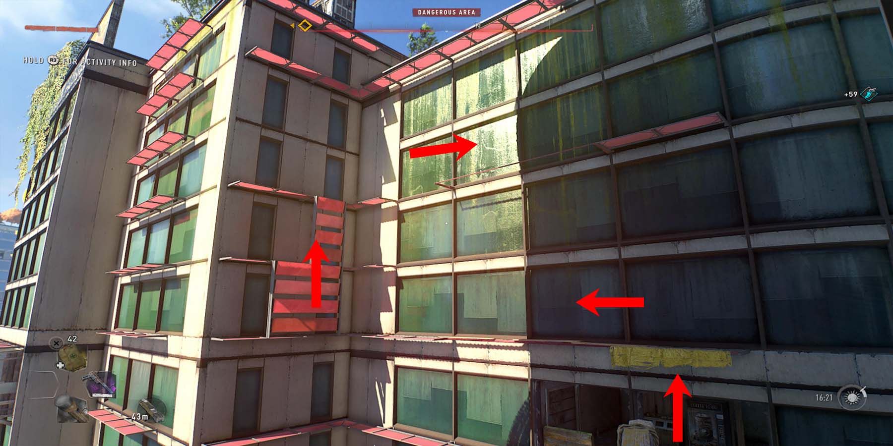 dying light 2 downtown bandit camp central scaffolding route