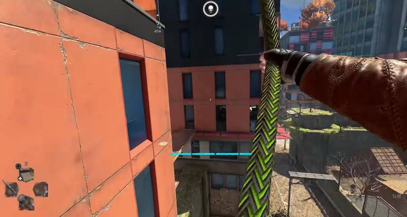 using the Grapple hook to swing through the city