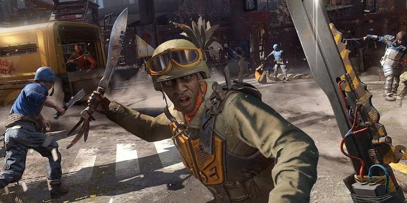 dying light 2 player attacking enemy with the chopper 