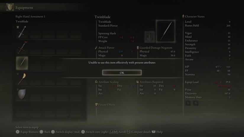 elden ring twinblade stats