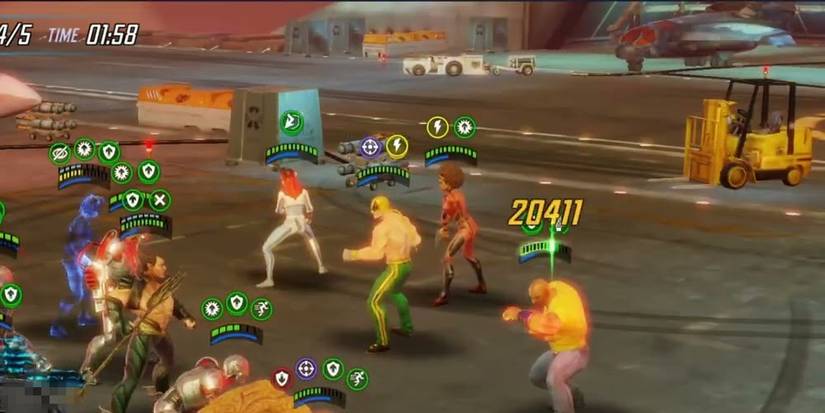 Hereos For Hire Team made up of Iron Fist, Misty Knight, Collen Wing, and Luke Cage from Marvel Strike Force.