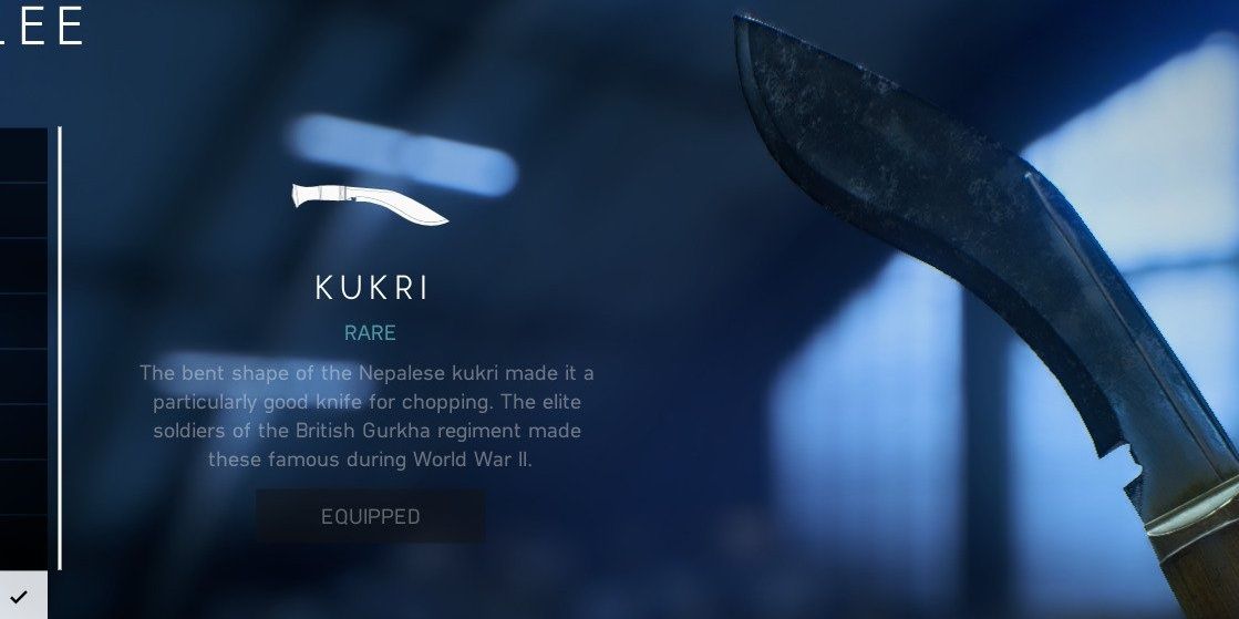Showcase of the Kukri in Battlefield 5.
