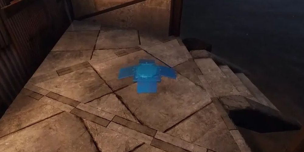 Player placing a Land Mine in Rust.