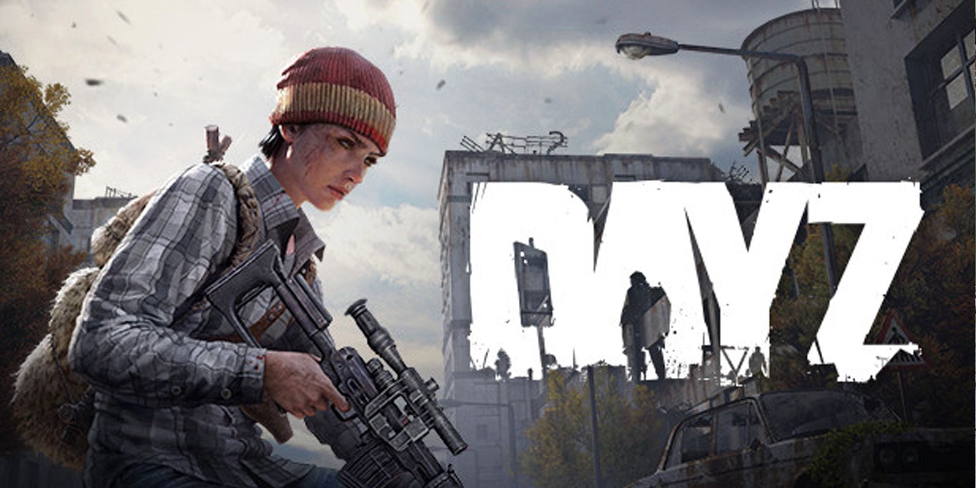 Day z player with a gun next to game's logo