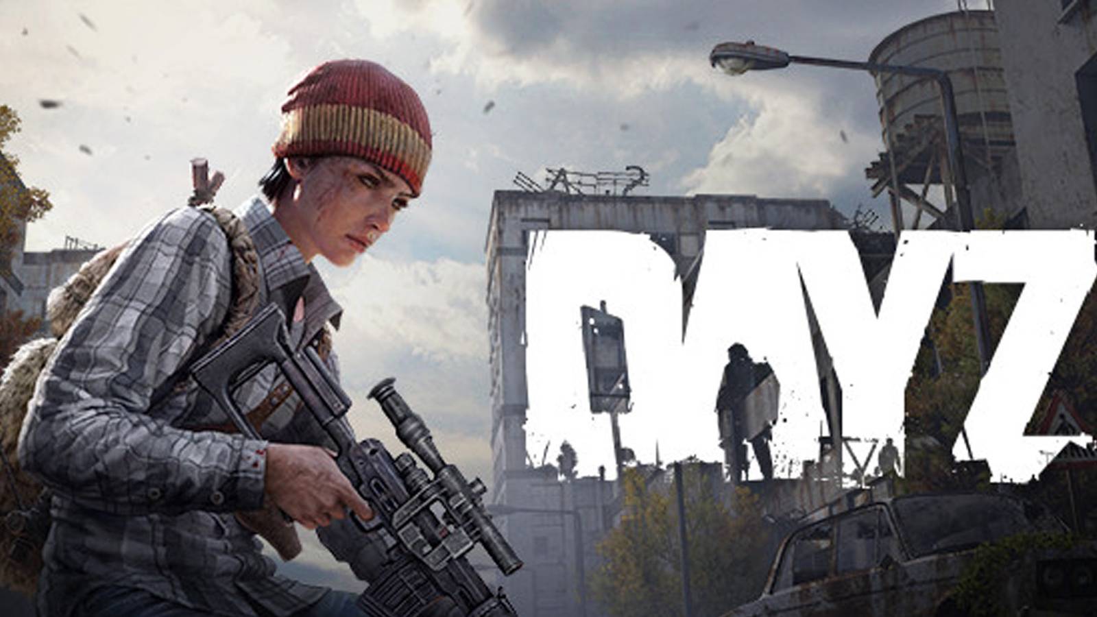 Day z player with a gun next to game's logo