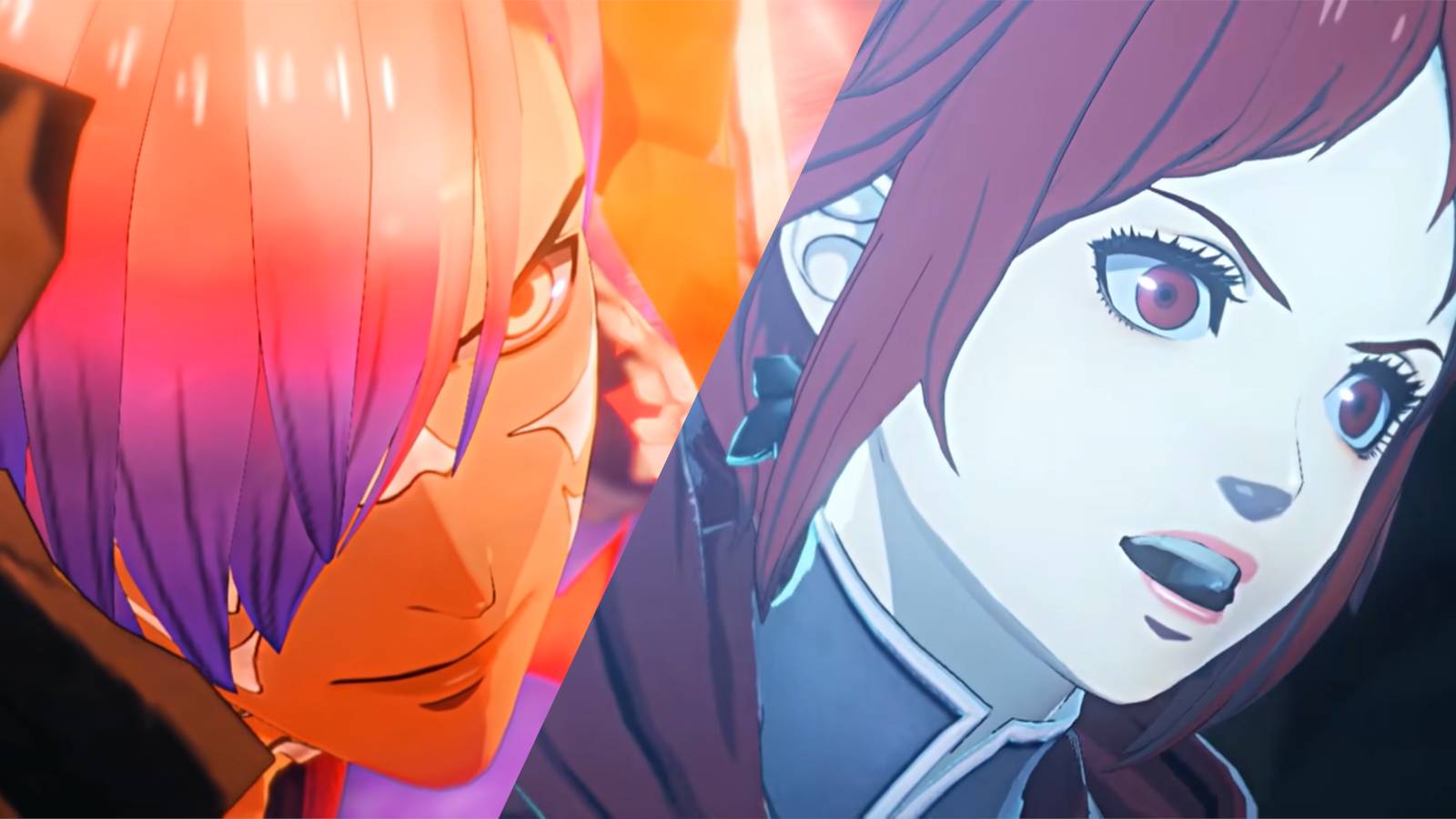 New characters, one with purple hair and another with red hair, from Fire Emblem Warriors Three Hopes