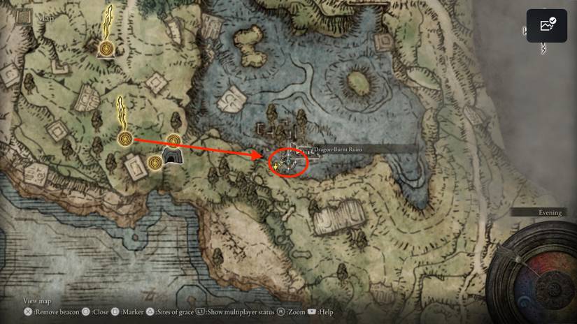 first step to dragon-burnt ruins elden ring