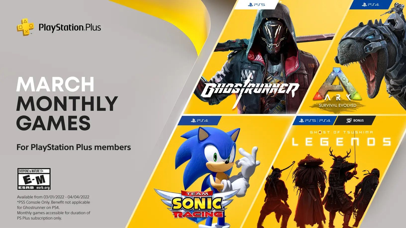 free ps plus games march 2022