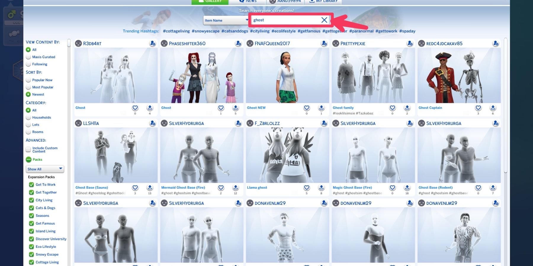 ghosts on the gallery in the sims 4