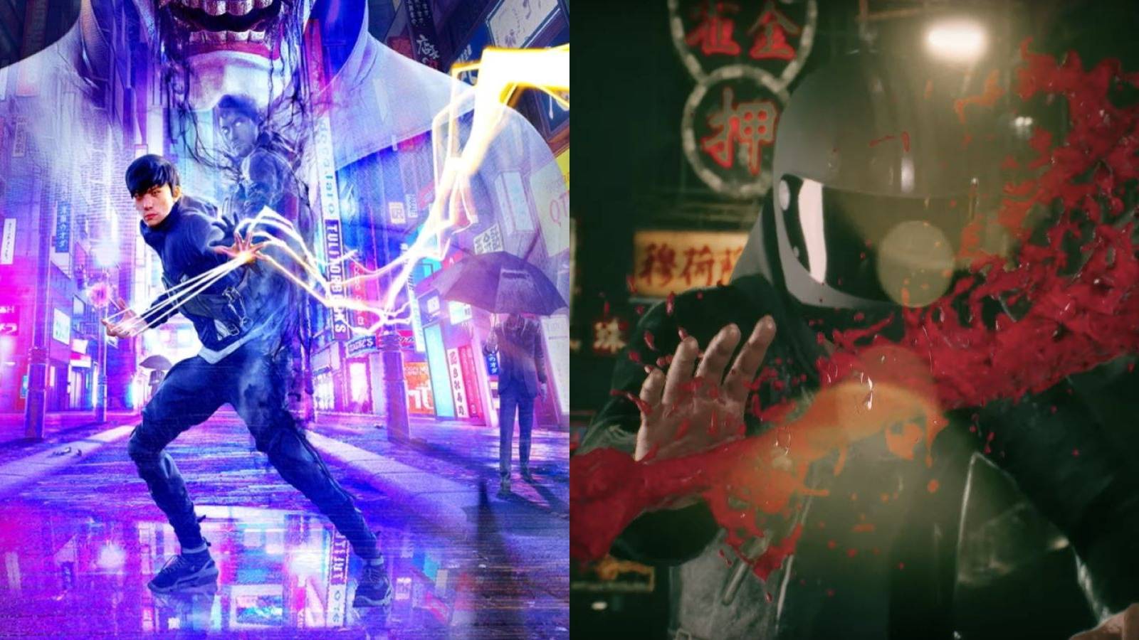 Akito from Ghostwire: Tokyo and a human character from Slitterhead