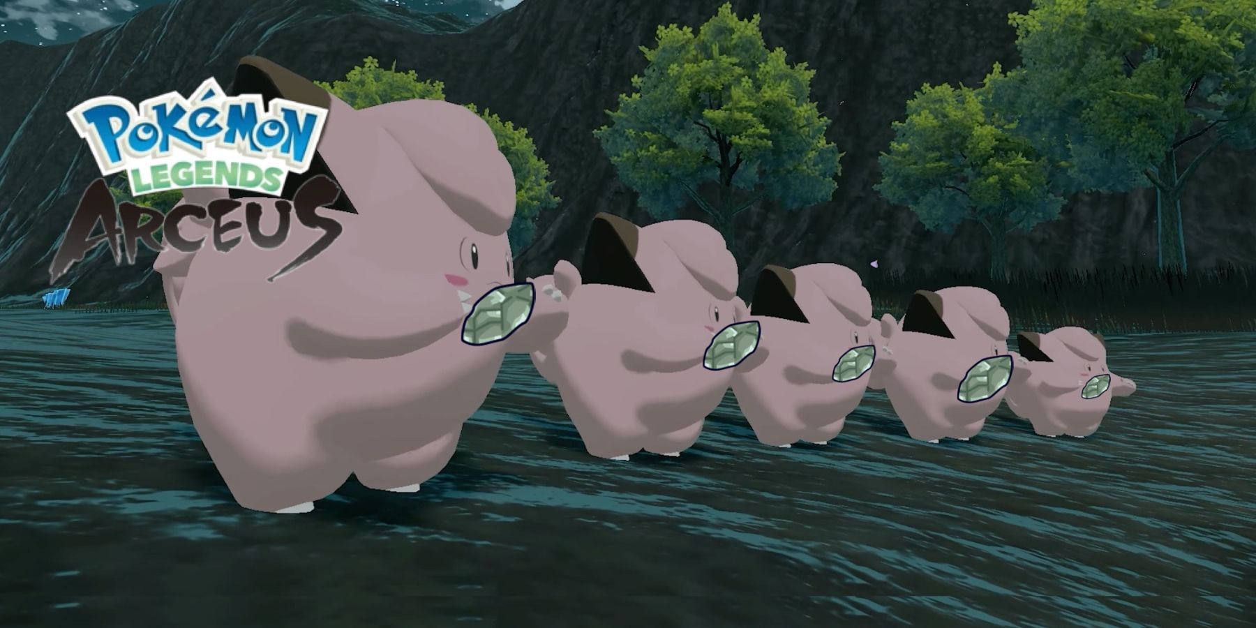 group of clefairy holding moon stones