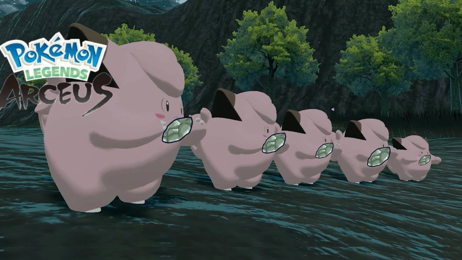 group of clefairy holding moon stones