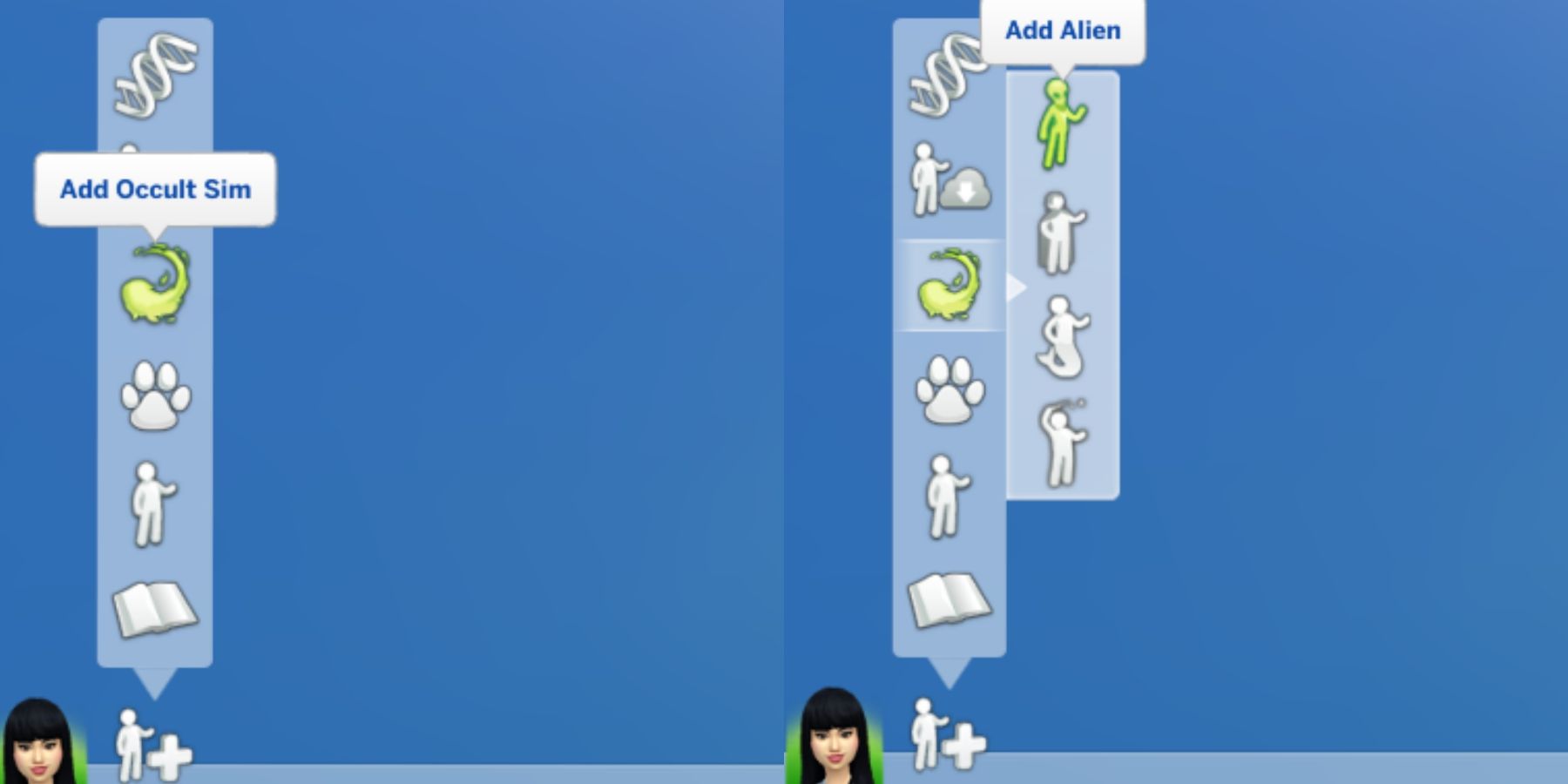 how to create an alien in cas in the sims 4