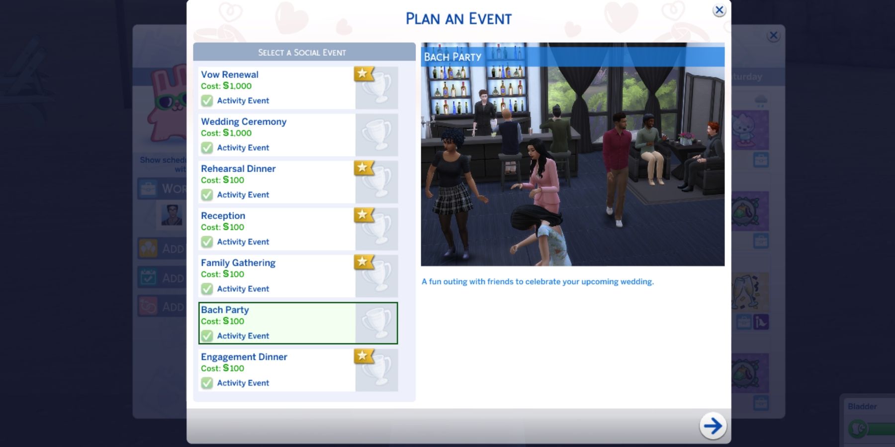 how to set up a bach party in the sims 4