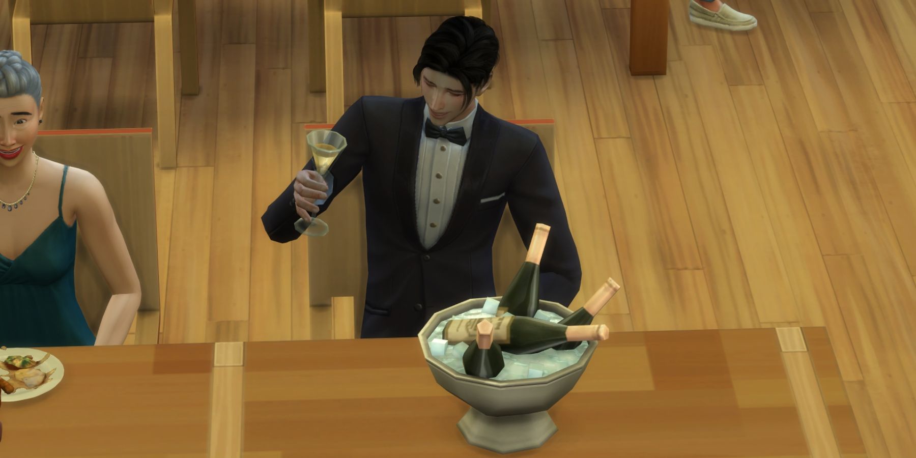 male sims giving a toast in the sims 4