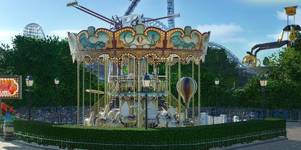 Showcase of the Grand Carousel Gentle Ride from Planet Coaster: Console Edition.