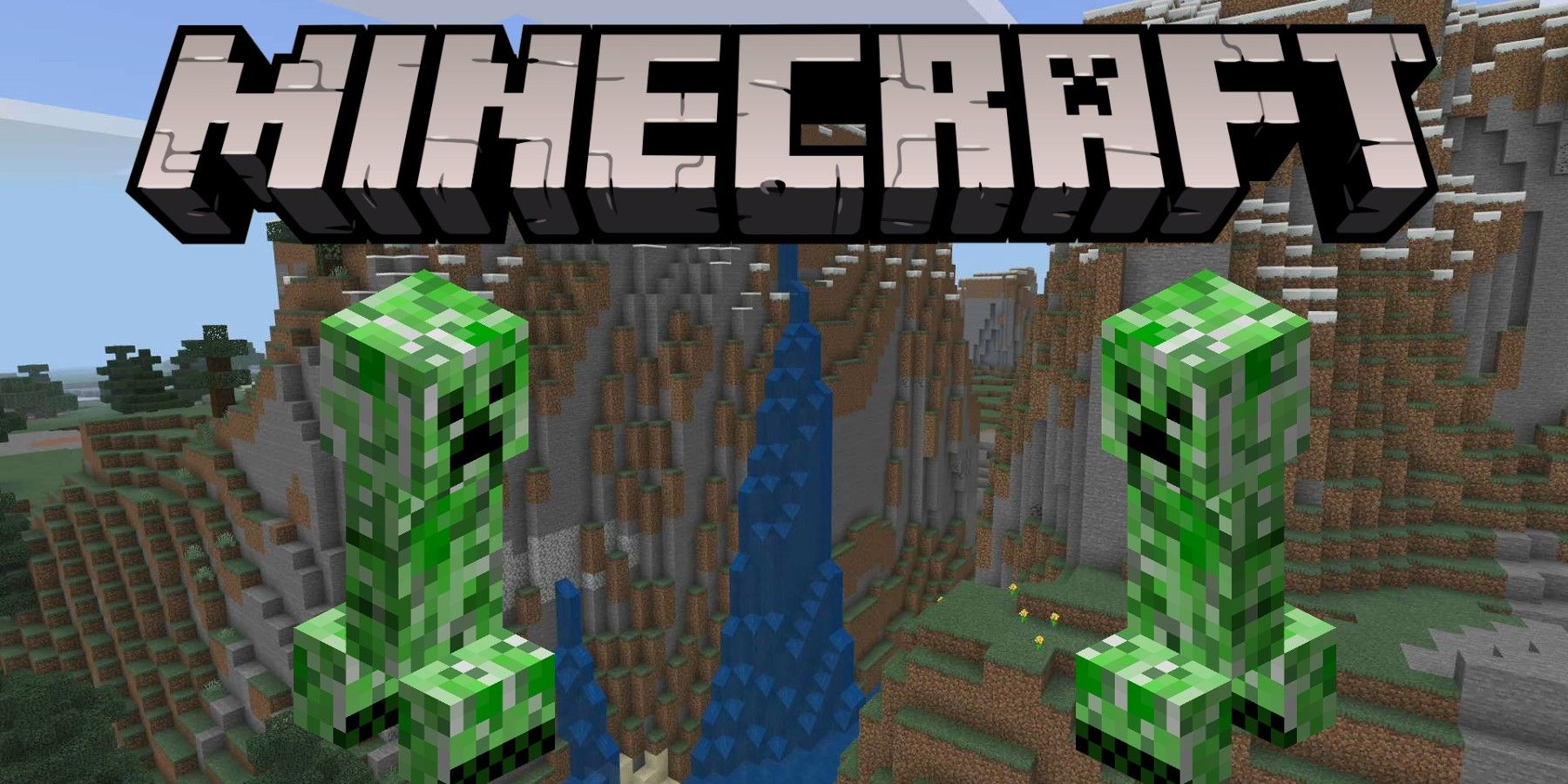 minecraft logo and creepers