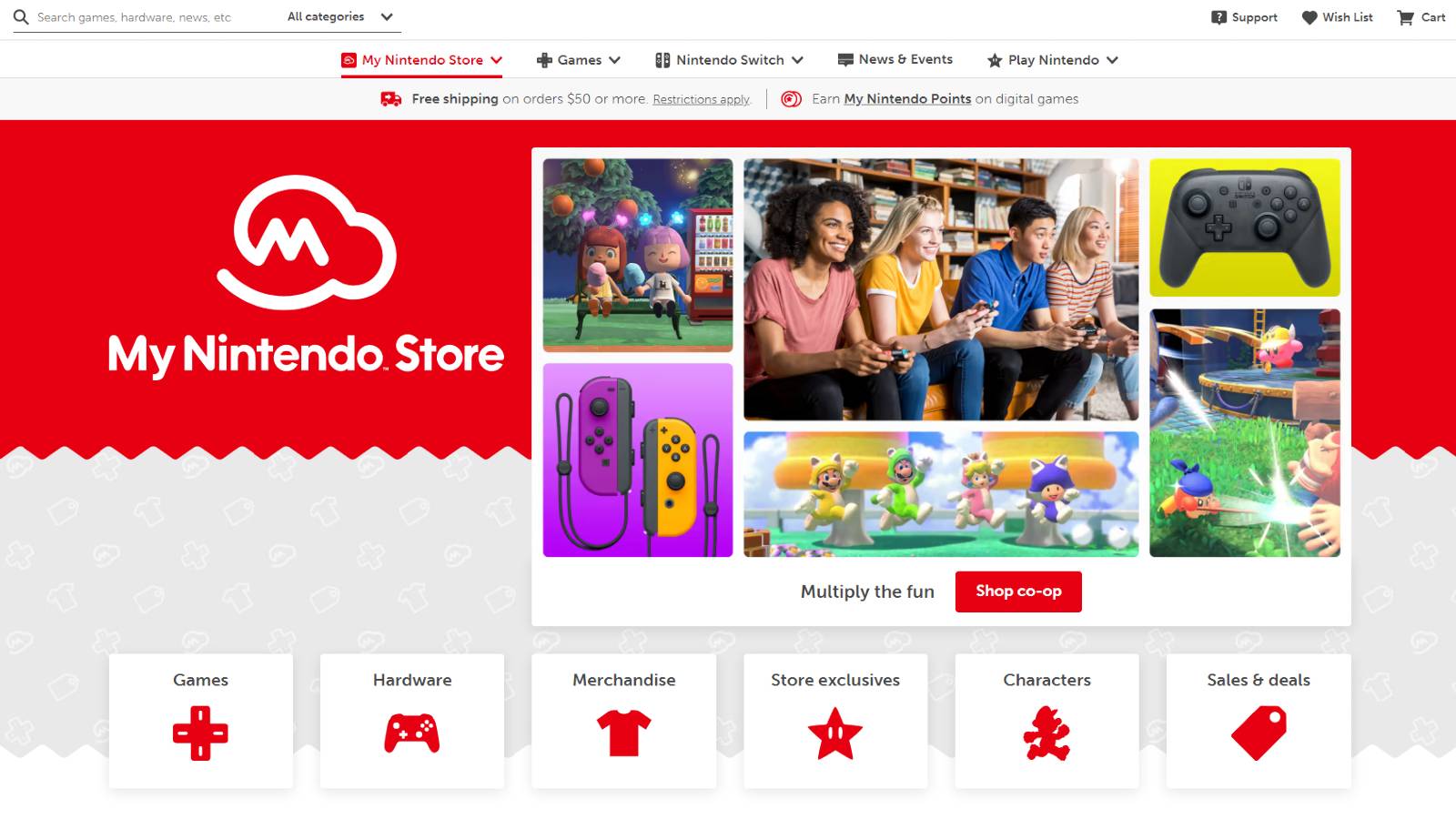 nintendo store website front page