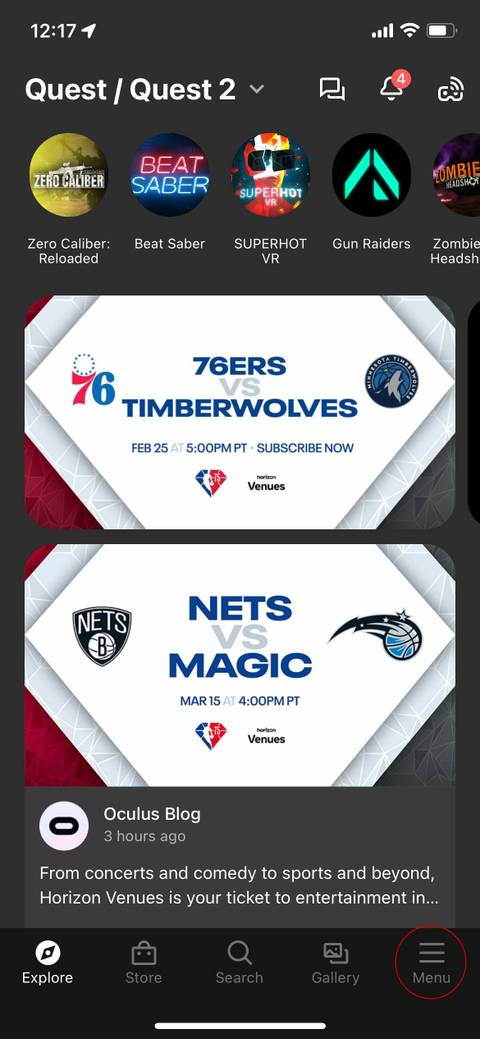 oculus quest 2 refund menu