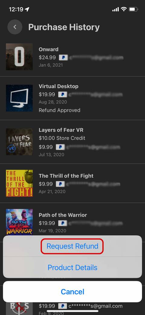 oculus quest 2 refund request prompt