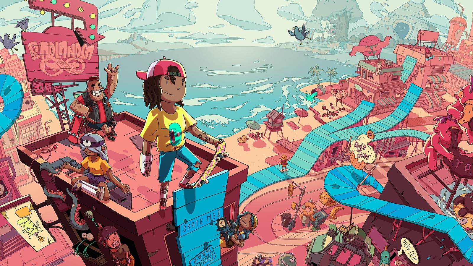 olliolli world skate on ramp edge at beach setting