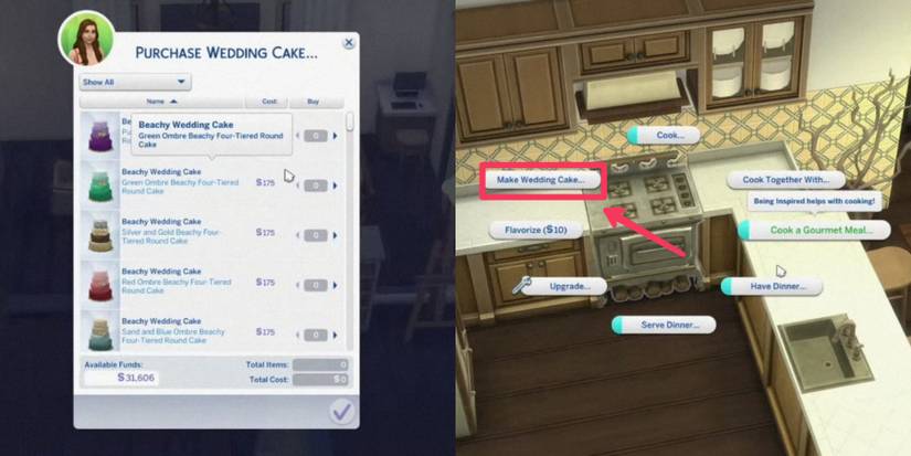 order or bake a wedding cake in the sims 4