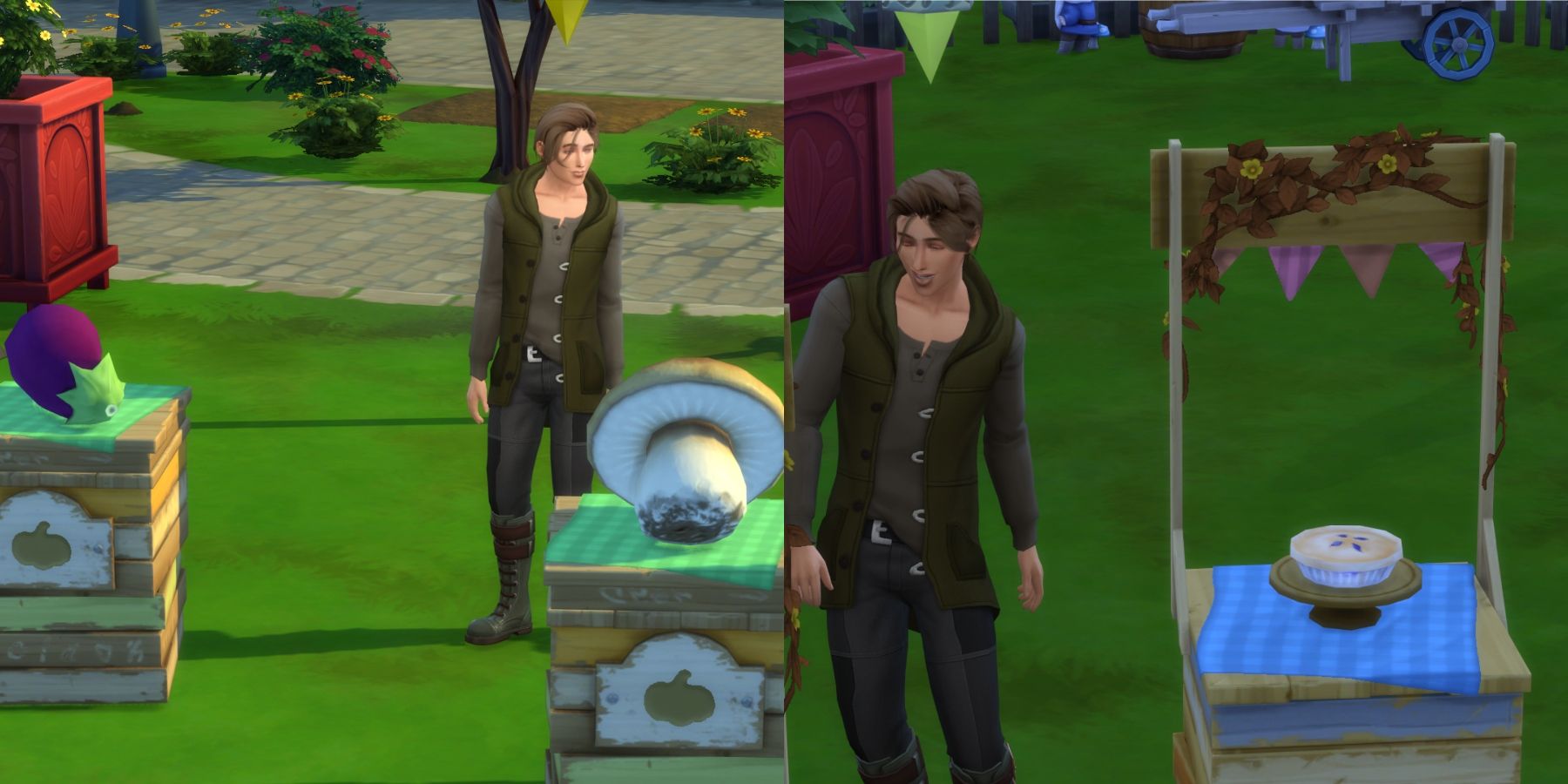 oversized Corp and a pie in the Sims 4