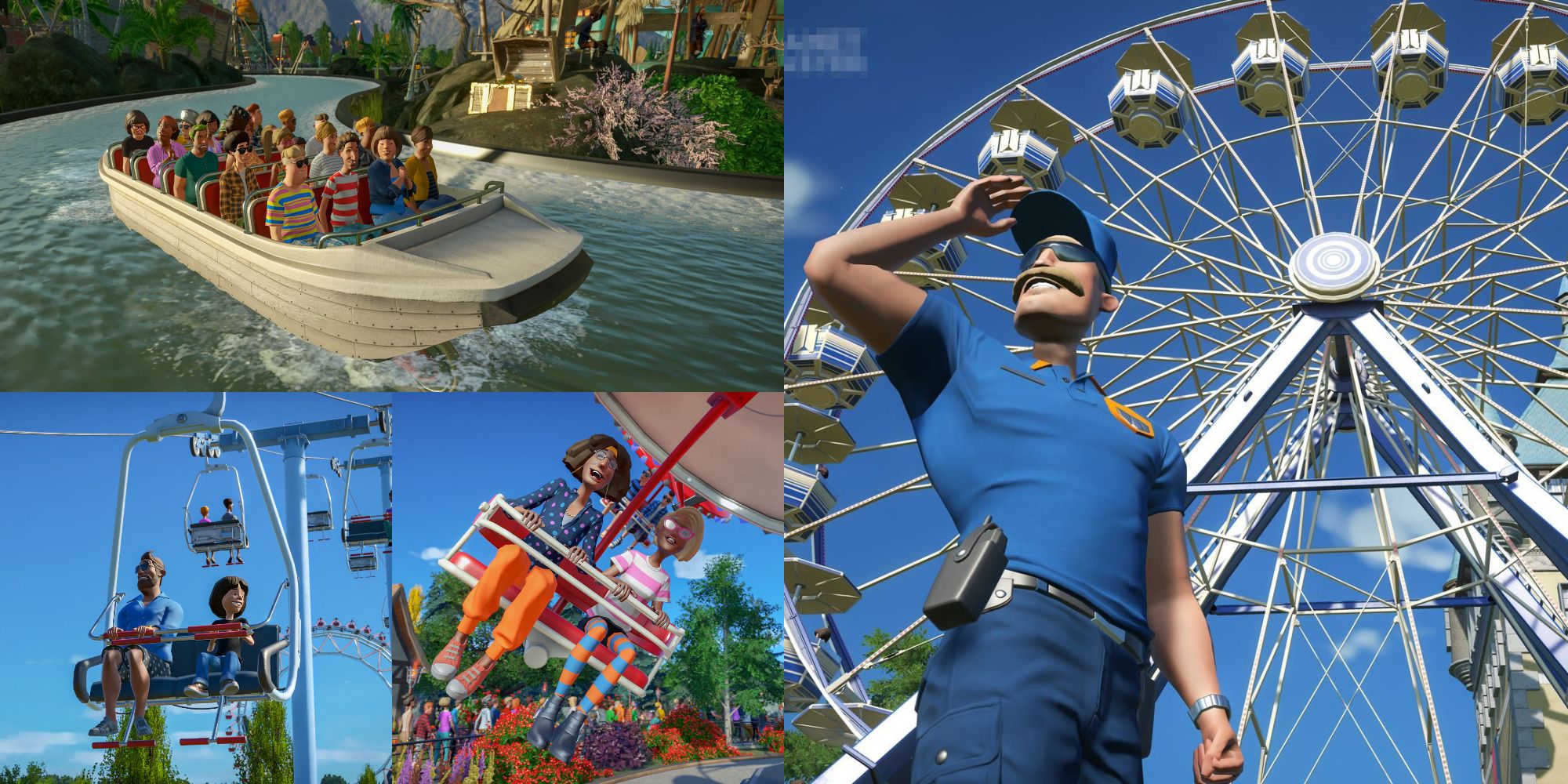 Showcase of Different Gentle Rides in Planet Coaster: Console Edition.