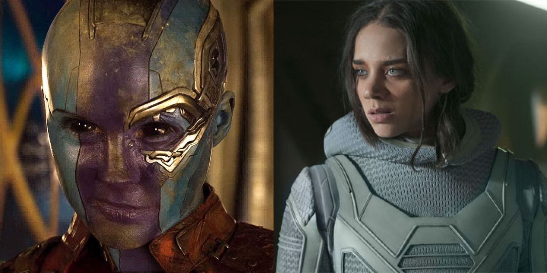 MCU most sympathetic villains feature split image Nebula and Ghost