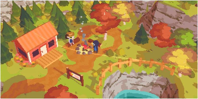 Bird talking to person on trail. 