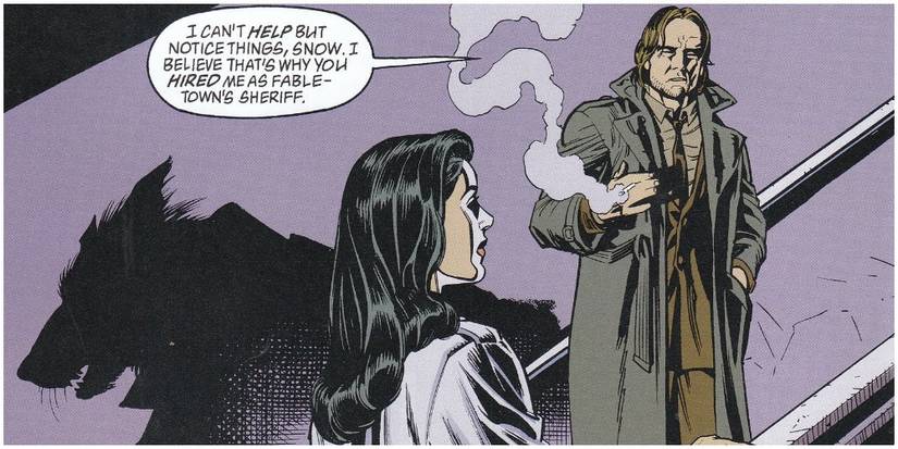 Bigby talking to Snow.