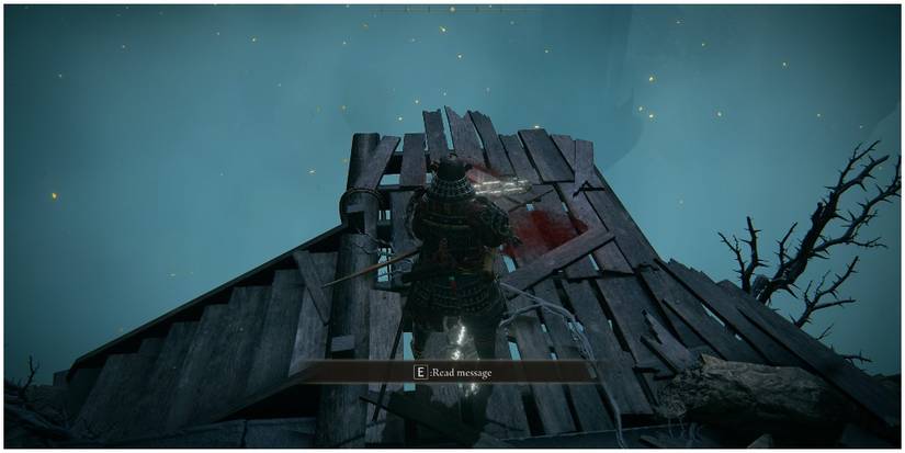 Samurai looking at message.