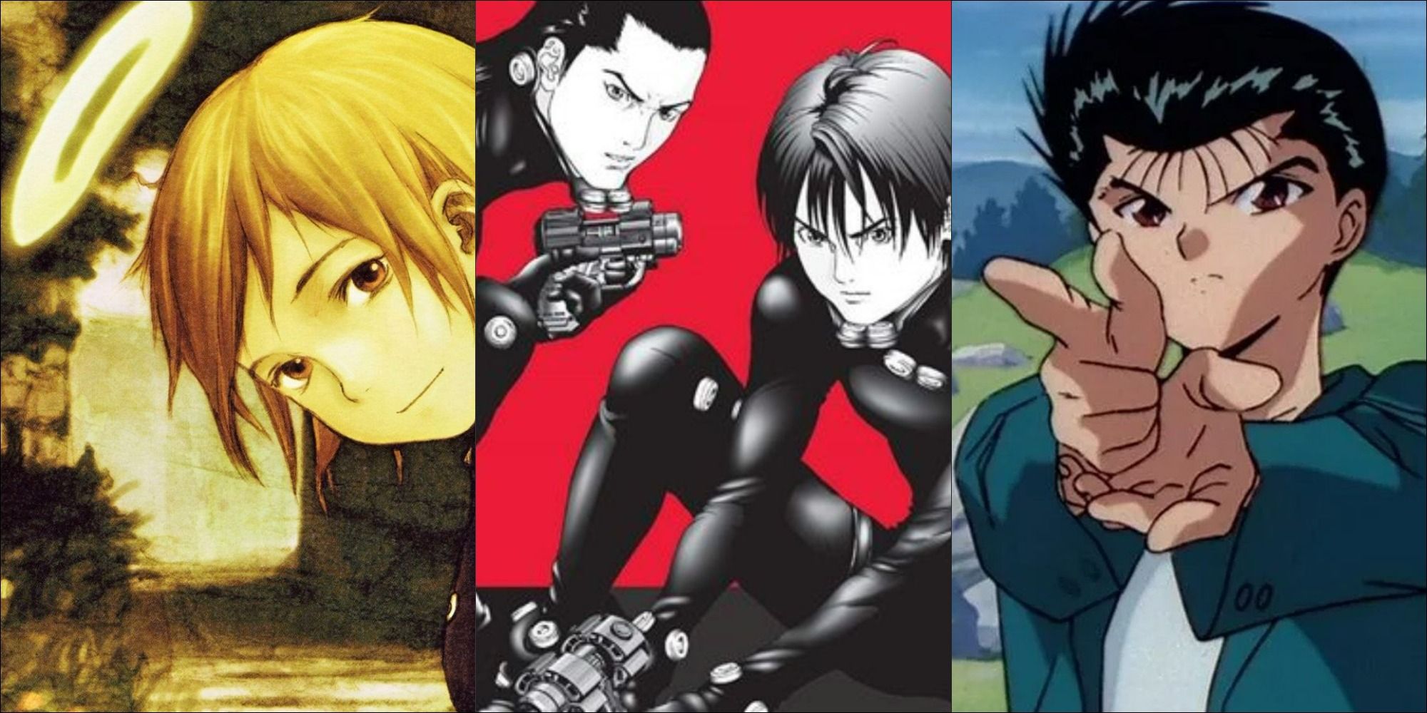 Characters from three anime about the afterlife