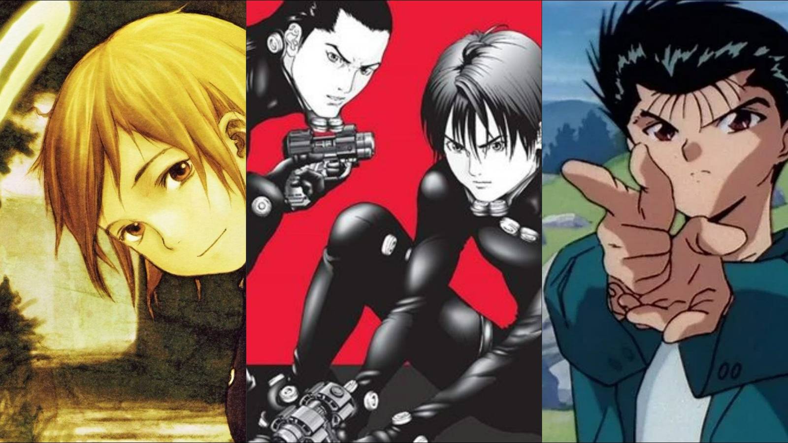 Characters from three anime about the afterlife