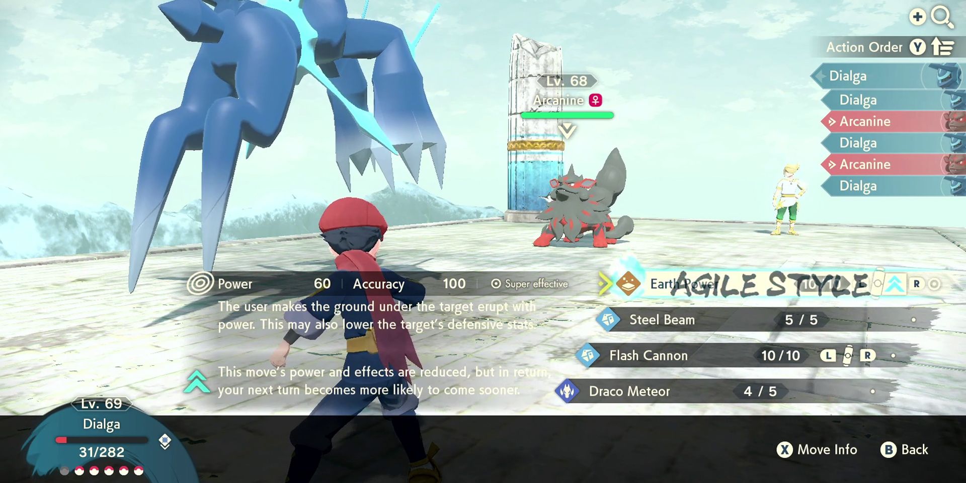 Arceus using Agile style attack in Pokemon Legends Arceus
