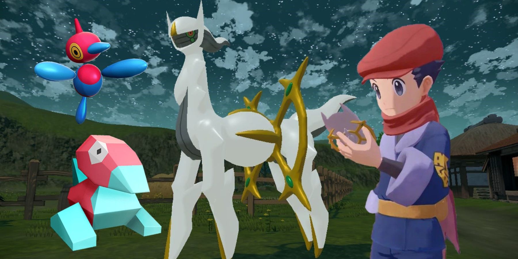 pokemon legends arceus time travel explained arceus calling arc phone lucas dawn resemblance main character kalos alola t-shirt porygon programming space-time distortion pakia dialga