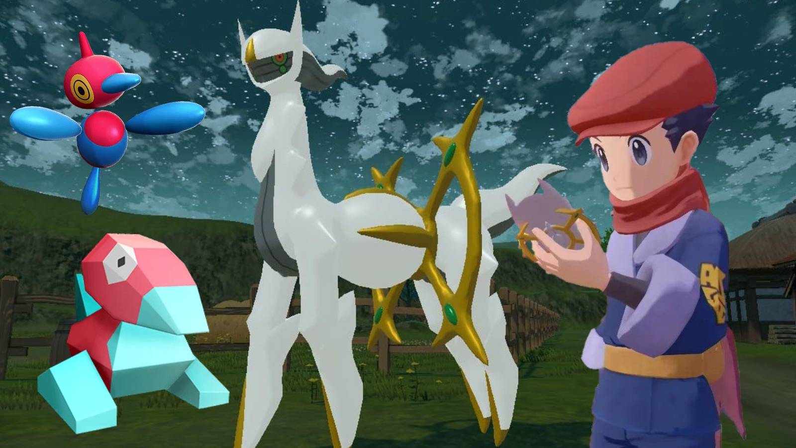 pokemon legends arceus time travel explained arceus calling arc phone lucas dawn resemblance main character kalos alola t-shirt porygon programming space-time distortion pakia dialga
