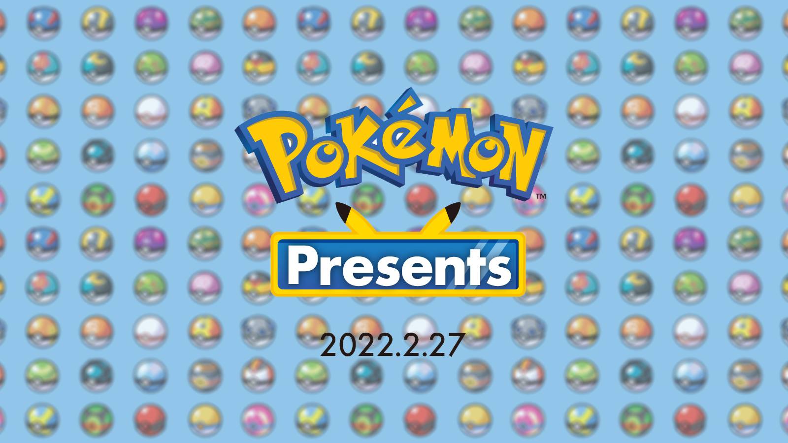 The Pokemon Presents logo for the February 2022 event happening on Pokemon Day.