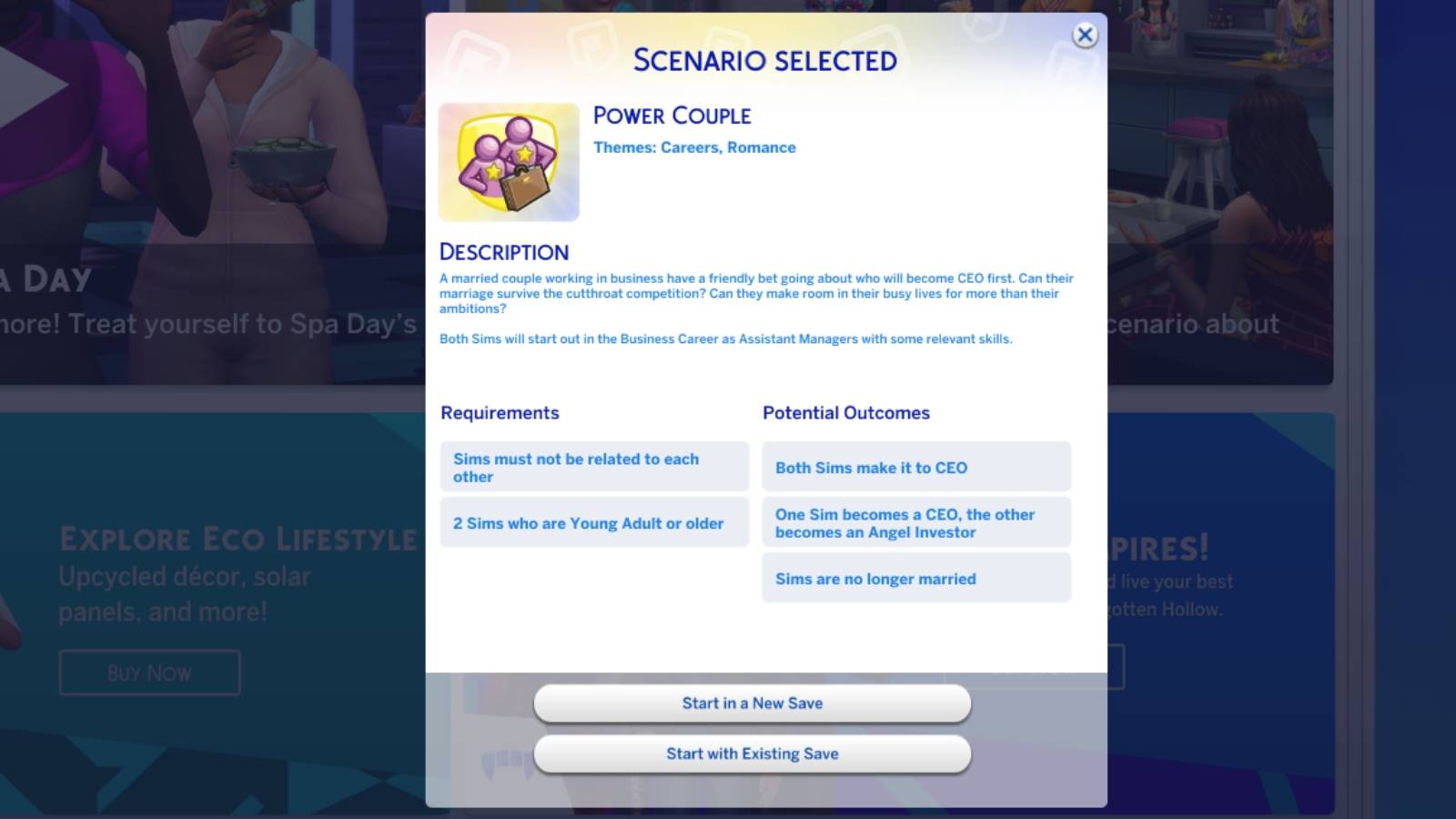 power couple scenario in the sims 4