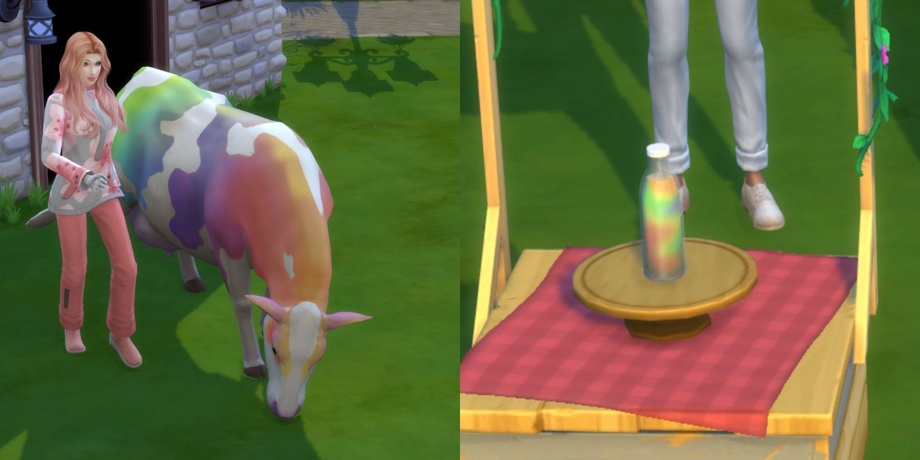 rainbow cow and milk in the sims 4